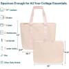 imageFcolor College Tote Bag for School  Large Nylon Nurse Bag with Laptop Sleeve Zipper and Compartment for Women StudentsPink With Zipper