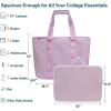 imageFcolor College Tote Bag for School  Large Nylon Nurse Bag with Laptop Sleeve Zipper and Compartment for Women StudentsPurple With Zipper