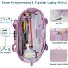 imageFcolor College Tote Bag for School  Large Nylon Nurse Bag with Laptop Sleeve Zipper and Compartment for Women StudentsPurple With Zipper
