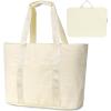 imageFcolor College Tote Bag for School  Large Nylon Nurse Bag with Laptop Sleeve Zipper and Compartment for Women StudentsBeige With Zipper