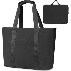 imageFcolor College Tote Bag for School  Large Nylon Nurse Bag with Laptop Sleeve Zipper and Compartment for Women StudentsBlack With Zipper