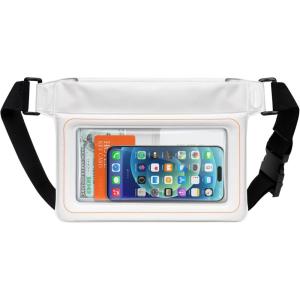 imageFcolor Waterproof Fanny Pack  Waterproof Phone Pouch with Waist Strap  Cruise Essentials 2025 Must Haves Waterproof Pouch Dry Bag Keep Phone Valuables Safe for Beach Kayaking Boating FishingWith Sponge  1 Pack  White