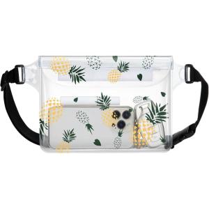 imageFcolor Waterproof Fanny Pack  Waterproof Phone Pouch with Waist Strap  Cruise Essentials 2025 Must Haves Waterproof Pouch Dry Bag Keep Phone Valuables Safe for Beach Kayaking Boating Fishing1 Pack  Pineapple