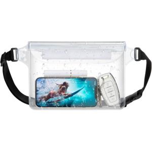 imageFcolor Waterproof Fanny Pack  Waterproof Phone Pouch with Waist Strap  Cruise Essentials 2025 Must Haves Waterproof Pouch Dry Bag Keep Phone Valuables Safe for Beach Kayaking Boating Fishing1 Pack  Clear