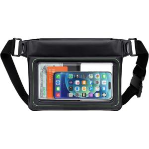 imageFcolor Waterproof Fanny Pack  Waterproof Phone Pouch with Waist Strap  Cruise Essentials 2025 Must Haves Waterproof Pouch Dry Bag Keep Phone Valuables Safe for Beach Kayaking Boating FishingWith Sponge  1 Pack  Black