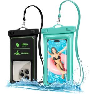 imageFcolor Waterproof Phone Pouch  Floating with Sponge Air Cushion  Cruise Essentials IPX8 Waterproof Phone Case for iPhone Up to 7quot 127oz Buoyancy Waterproof Phone Bag for Swimming Beach 2 Pack2 Pack  BlackGreen