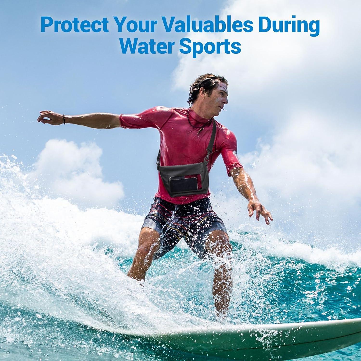 imageFcolor Waterproof Dry Bag Backpack  5L10L20L30L40L Lightweight Roll Top Pouch With Phone Case for Kayaking Beach Boating Paddleboarding Camping Fishing2 Pack  Black