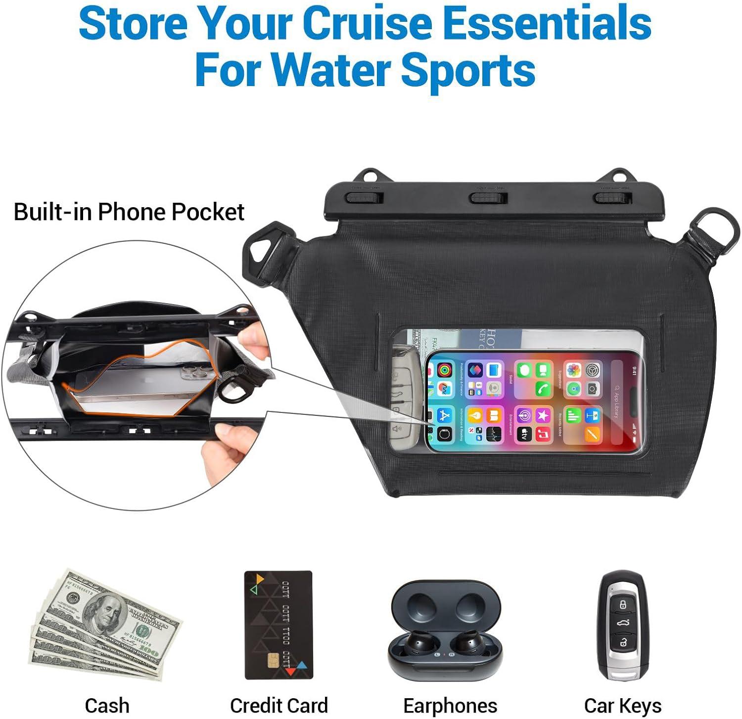 imageFcolor Waterproof Dry Bag Backpack  5L10L20L30L40L Lightweight Roll Top Pouch With Phone Case for Kayaking Beach Boating Paddleboarding Camping Fishing2 Pack  Black