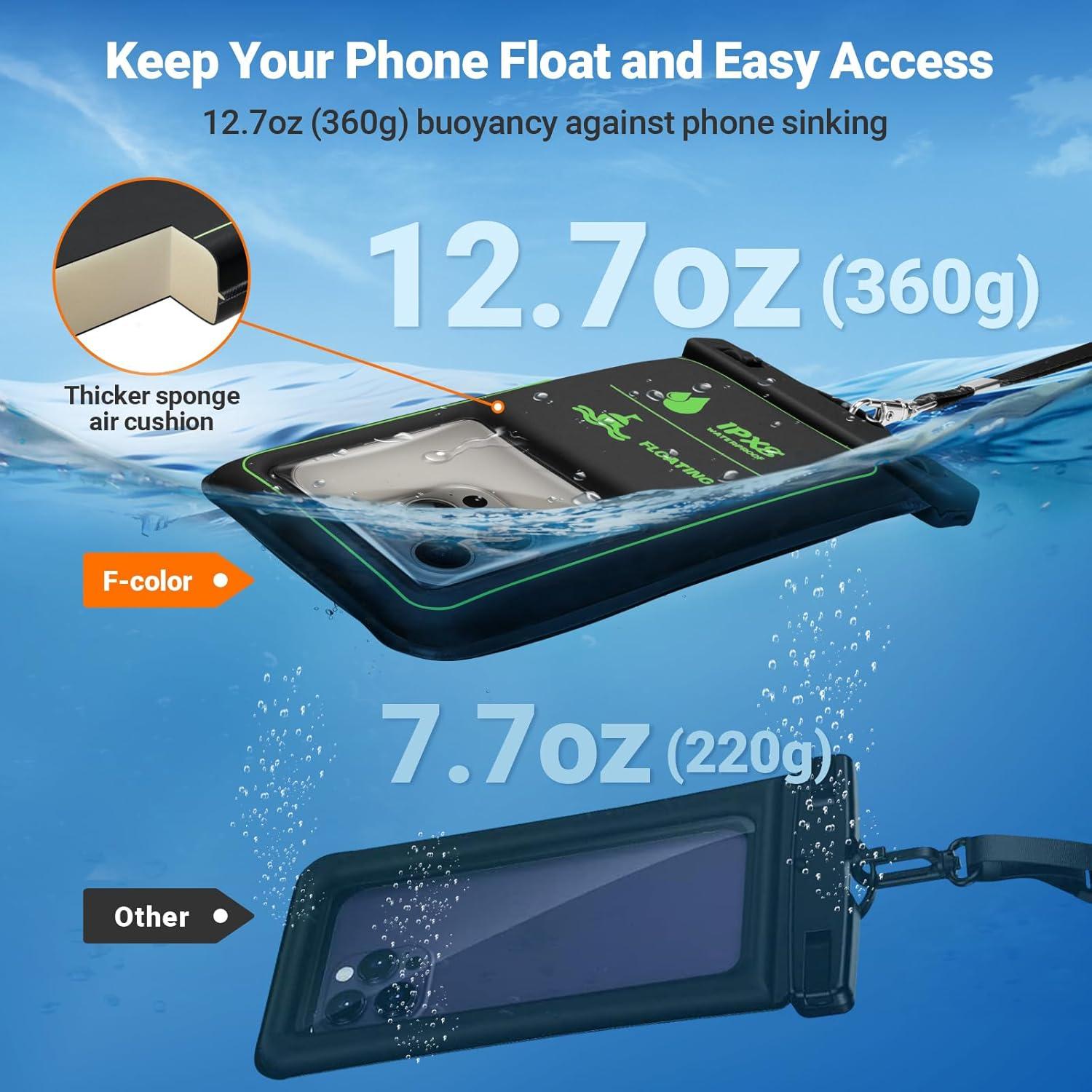 imageFcolor Waterproof Phone Pouch  Floating with Sponge Air Cushion  Cruise Essentials IPX8 Waterproof Phone Case for iPhone Up to 7quot 127oz Buoyancy Waterproof Phone Bag for Swimming Beach 4 Pack