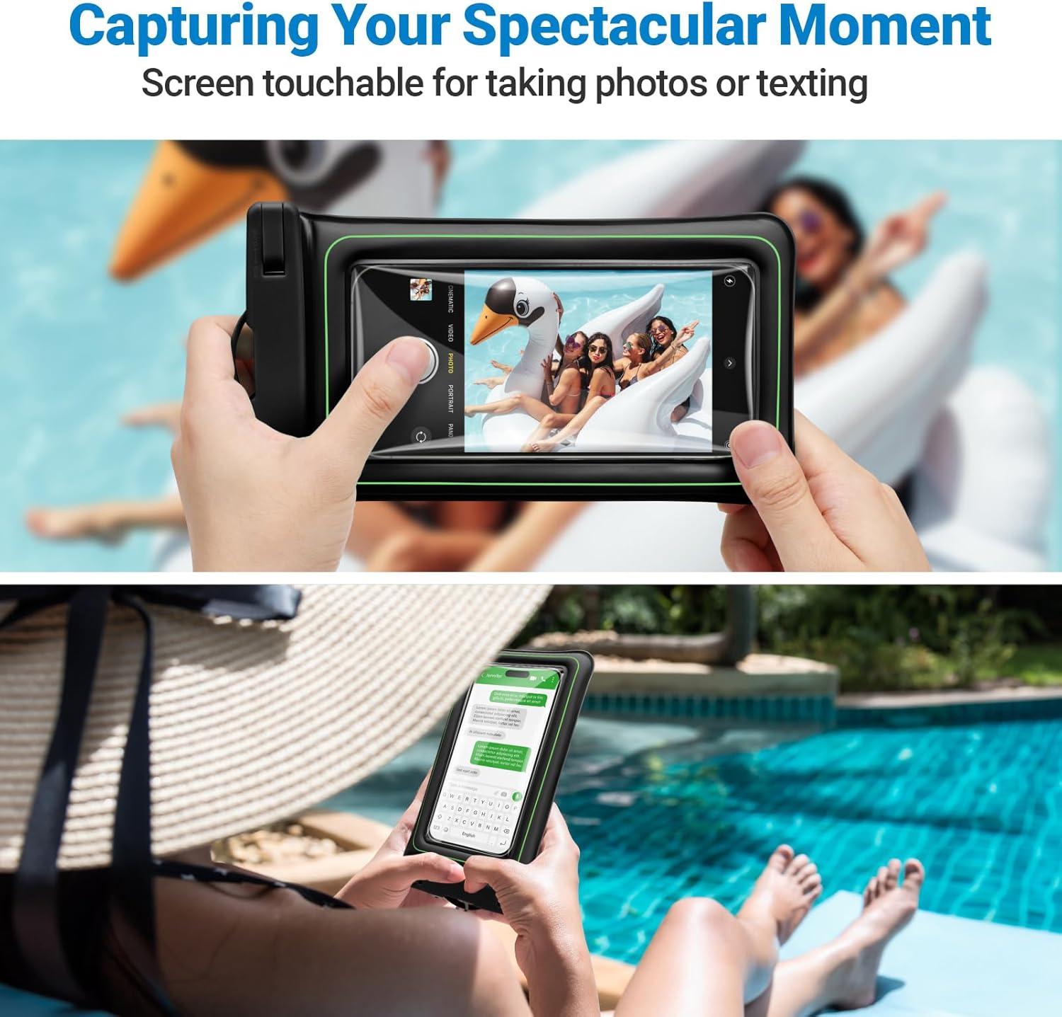 imageFcolor Waterproof Phone Pouch  Floating with Sponge Air Cushion  Cruise Essentials IPX8 Waterproof Phone Case for iPhone Up to 7quot 127oz Buoyancy Waterproof Phone Bag for Swimming Beach 4 Pack