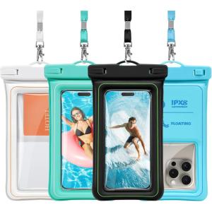imageFcolor Waterproof Phone Pouch  Floating with Sponge Air Cushion  Cruise Essentials IPX8 Waterproof Phone Case for iPhone Up to 7quot 127oz Buoyancy Waterproof Phone Bag for Swimming Beach 4 Pack