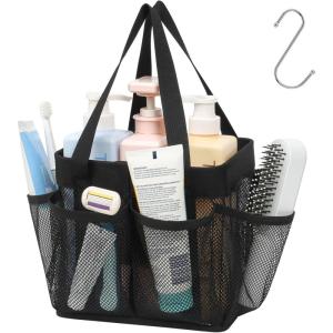 image:imageFcolor Mesh Shower Caddy Portable Stand Up  8 Pockets Dorm Room Essentials for Guys Girls with S Hook Shower Bag Basket Tote for College Camping Bathroom Pink with Mint GreenBlack