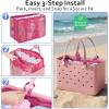 image:imageFcolor Beach Bag Organizer Insert  Mesh Tote Liner Compatible with Silicon Bag Original Large Lightweight Divider Pouch with 10 Pockets amp Adjustable Handle for Beach Accessories Organizing GreyPink  Original Large
