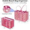 image:imageFcolor Beach Bag Organizer Insert  Mesh Tote Liner Compatible with Silicon Bag Original Large Lightweight Divider Pouch with 10 Pockets amp Adjustable Handle for Beach Accessories Organizing GreyPink  Original Large