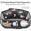 image:imageFcolor Beach Bag Organizer Insert  Mesh Tote Liner Compatible with Silicon Bag Original Large Lightweight Divider Pouch with 10 Pockets amp Adjustable Handle for Beach Accessories Organizing GreyBlack  Original Large