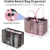image:imageFcolor Beach Bag Organizer Insert  Mesh Tote Liner Compatible with Silicon Bag Original Large Lightweight Divider Pouch with 10 Pockets amp Adjustable Handle for Beach Accessories Organizing GreyBlack  Original Large