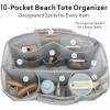 image:imageFcolor Beach Bag Organizer Insert  Mesh Tote Liner Compatible with Silicon Bag Original Large Lightweight Divider Pouch with 10 Pockets amp Adjustable Handle for Beach Accessories Organizing GreyAGrey  Original Large