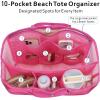 image:imageFcolor Beach Bag Organizer Insert  Mesh Tote Liner Compatible with Silicon Bag Original Large Lightweight Divider Pouch with 10 Pockets amp Adjustable Handle for Beach Accessories Organizing GreyPink  Original Large