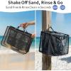 image:imageFcolor Beach Bag Organizer Insert  Mesh Tote Liner Compatible with Silicon Bag Original Large Lightweight Divider Pouch with 10 Pockets amp Adjustable Handle for Beach Accessories Organizing GreyBlack  Original Large