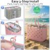 image:imageFcolor Beach Bag Organizer Insert  Mesh Tote Liner Compatible with Silicon Bag Original Large Lightweight Divider Pouch with 10 Pockets amp Adjustable Handle for Beach Accessories Organizing GreyAGrey  Original Large