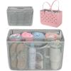 image:imageFcolor Beach Bag Organizer Insert  Mesh Tote Liner Compatible with Silicon Bag Original Large Lightweight Divider Pouch with 10 Pockets amp Adjustable Handle for Beach Accessories Organizing GreyAGrey  Original Large