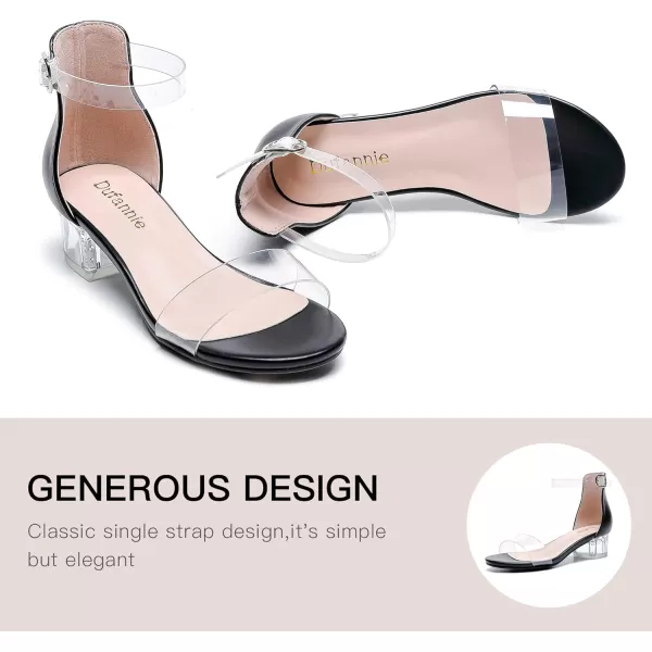 Dufannie Girls Sandals Low Heels Dress Pump Ankle Strap Open Toe Flower Girl Wedding Party for Toddler Little Big KidSingle Clear Black