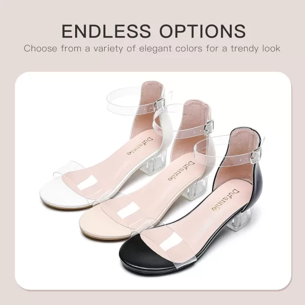 Dufannie Girls Sandals Low Heels Dress Pump Ankle Strap Open Toe Flower Girl Wedding Party for Toddler Little Big KidSingle Clear Black
