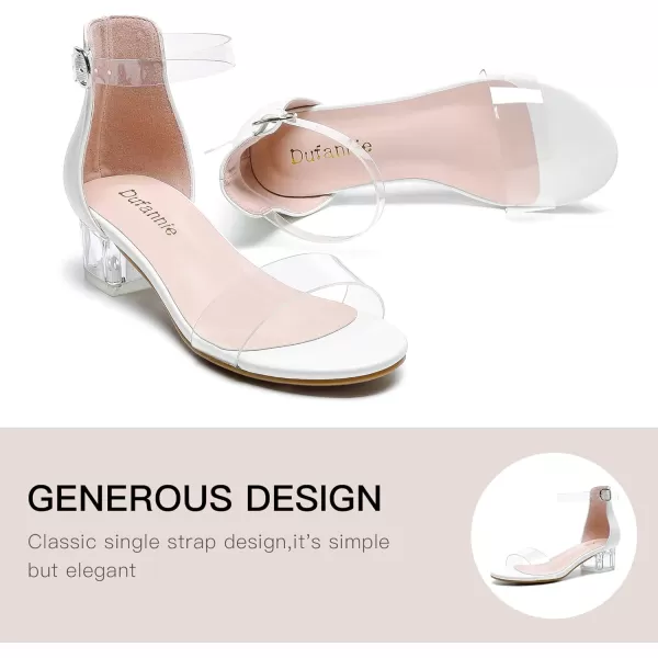 Dufannie Girls Sandals Low Heels Dress Pump Ankle Strap Open Toe Flower Girl Wedding Party for Toddler Little Big KidSingle Clear White