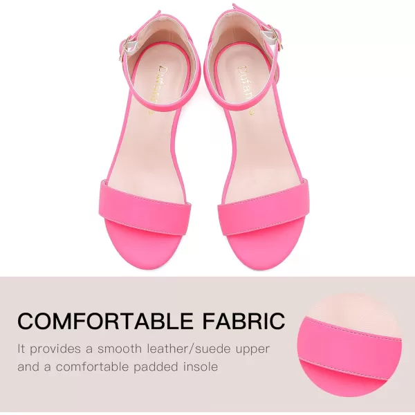 Dufannie Girls Sandals Low Heels Dress Pump Ankle Strap Open Toe Flower Girl Wedding Party for Toddler Little Big KidSingle Nubuck Fuchsia