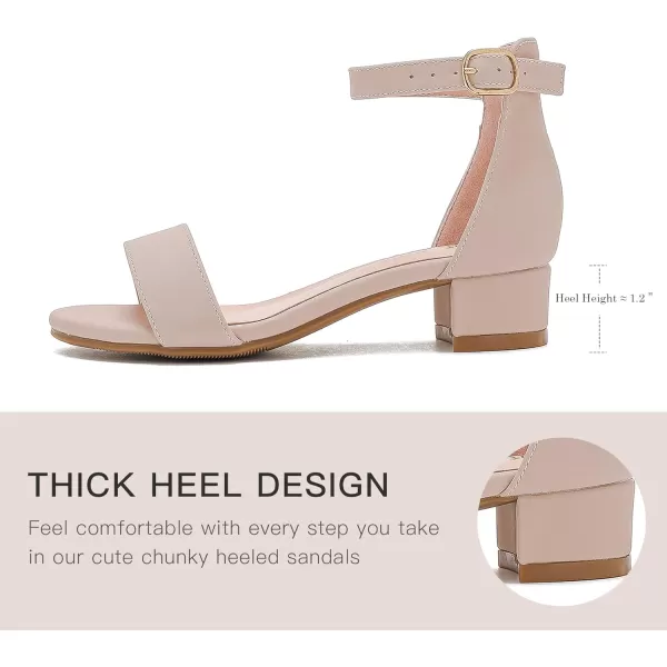 Dufannie Girls Sandals Low Heels Dress Pump Ankle Strap Open Toe Flower Girl Wedding Party for Toddler Little Big KidSingle Nubuck Nude