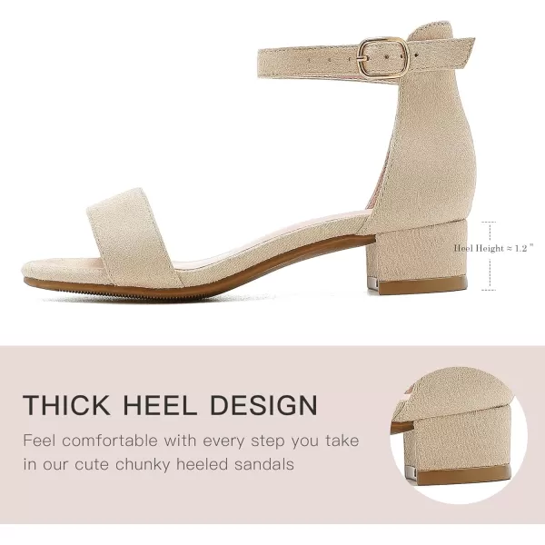 Dufannie Girls Sandals Low Heels Dress Pump Ankle Strap Open Toe Flower Girl Wedding Party for Toddler Little Big KidSingle Nude Suede