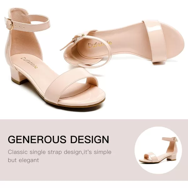 Dufannie Girls Sandals Low Heels Dress Pump Ankle Strap Open Toe Flower Girl Wedding Party for Toddler Little Big KidSingle Patent Blush