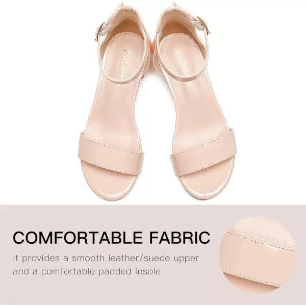 Dufannie Girls Sandals Low Heels Dress Pump Ankle Strap Open Toe Flower Girl Wedding Party for Toddler Little Big KidSingle Patent Blush