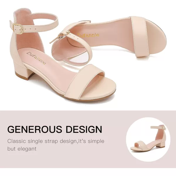 Dufannie Girls Sandals Low Heels Dress Pump Ankle Strap Open Toe Flower Girl Wedding Party for Toddler Little Big KidSingle Pu Apricot
