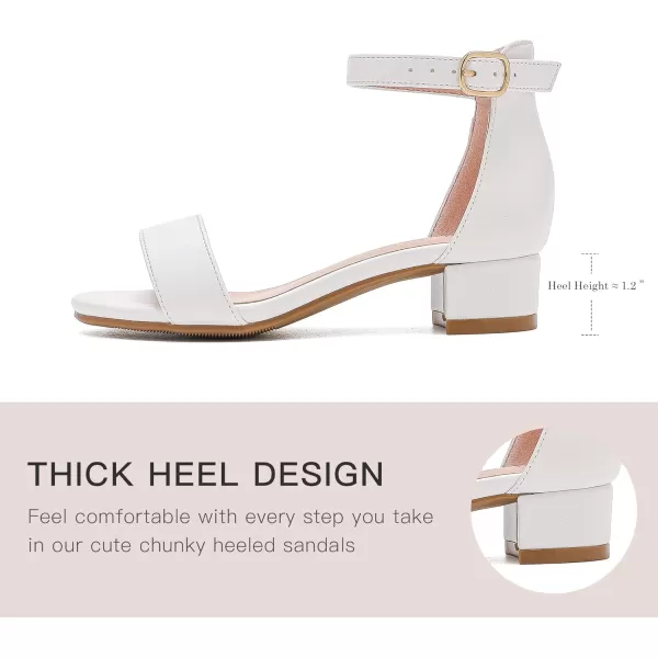 Dufannie Girls Sandals Low Heels Dress Pump Ankle Strap Open Toe Flower Girl Wedding Party for Toddler Little Big KidSingle Pu White