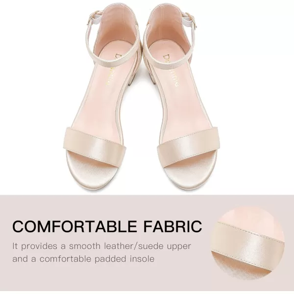 Dufannie Girls Sandals Low Heels Dress Pump Ankle Strap Open Toe Flower Girl Wedding Party for Toddler Little Big KidSingle Satin Cham