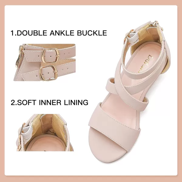 Dufannie Toddler Little Big Kid High Heels Flower Girls Party Dress Shoes Glitter Pump SandalsCross Nubuck Nude