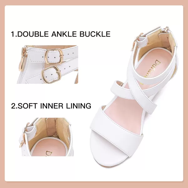 Dufannie Toddler Little Big Kid High Heels Flower Girls Party Dress Shoes Glitter Pump SandalsCross Pu White