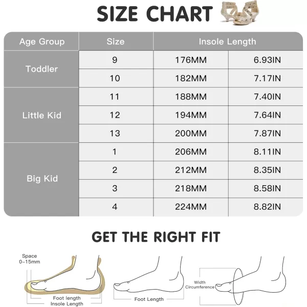 Dufannie Toddler Little Big Kid High Heels Flower Girls Party Dress Shoes Glitter Pump SandalsGold
