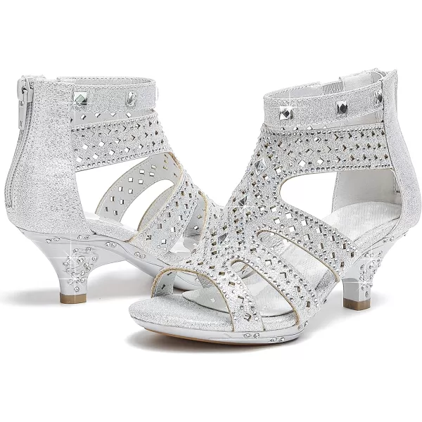 Dufannie Toddler Little Big Kid High Heels Flower Girls Party Dress Shoes Glitter Pump SandalsSquaresilver