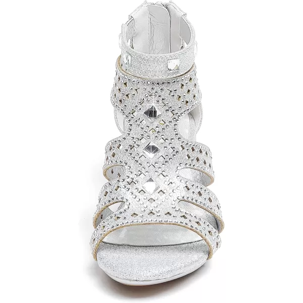 Dufannie Toddler Little Big Kid High Heels Flower Girls Party Dress Shoes Glitter Pump SandalsSquaresilver