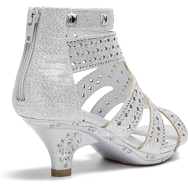 Dufannie Toddler Little Big Kid High Heels Flower Girls Party Dress Shoes Glitter Pump SandalsSquaresilver