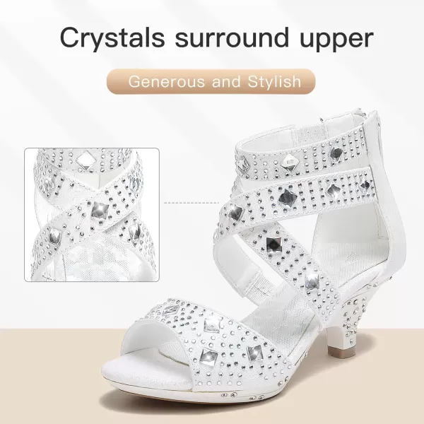 Dufannie Toddler Little Big Kid High Heels Flower Girls Party Dress Shoes Glitter Pump SandalsWhite