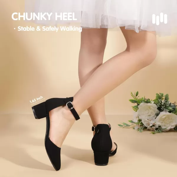 Hehainom Girls Dress Shoes High Heels Sandals Ankle Strap Flower Girl Little Big Kid Mary Jane Wedding Party Communion Mily Pump ShoesBlack Nubuck