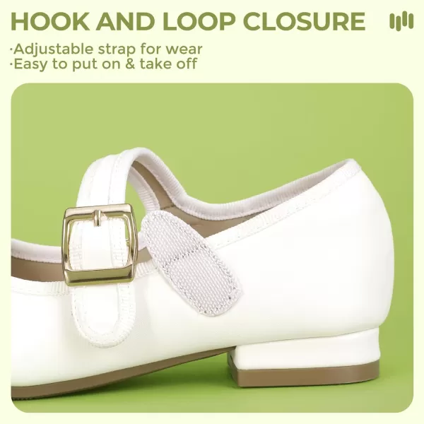 Hehainom Girls Dress Shoes Little Big Kids Mary Jane School Wedding Party Shoes Ballerina Girls FlatsWhitepu