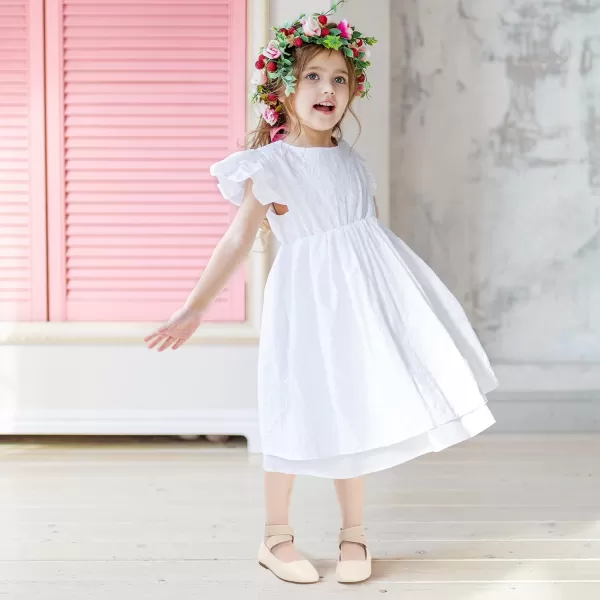 Hehainom Girls Dress Shoes Toddler Little Kids Gracy Ballet Mary Jane Ballerina Flats with Elastic Ankle StrapBeige Pu