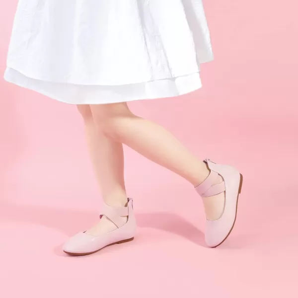 Hehainom Girls Dress Shoes Toddler Little Kids Gracy Ballet Mary Jane Ballerina Flats with Elastic Ankle StrapPink Pu