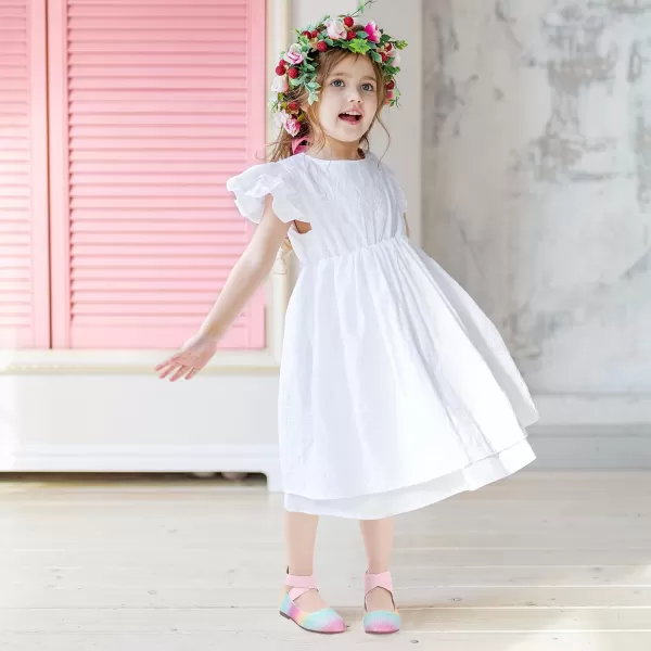Hehainom Girls Dress Shoes Toddler Little Kids Gracy Ballet Mary Jane Ballerina Flats with Elastic Ankle StrapRainbow Glitter