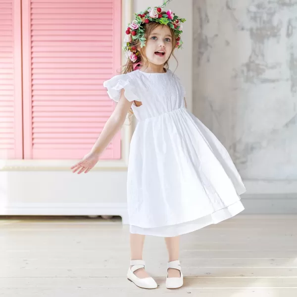 Hehainom Girls Dress Shoes Toddler Little Kids Gracy Ballet Mary Jane Ballerina Flats with Elastic Ankle StrapWhite Pu