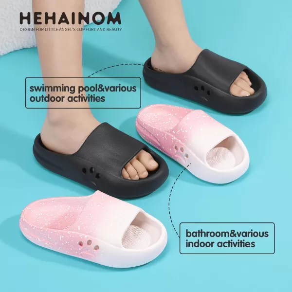 Hehainom Slides for Kids Toddler Little Girls Boy Dress Sandals Summer Shower Bathroom Pool Sandals NonSlip Beach Slippers ShoesBlack